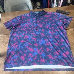 Greyson Men's Red Blue Pink  Camo Wolf Stretch Performance Golf Polo